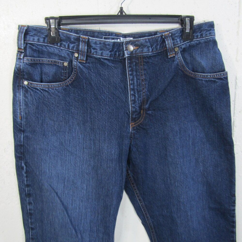 Carhartt Men's Relaxed Fit Jeans Blue Denim 38x30 Workwear Cotton Dark Wash